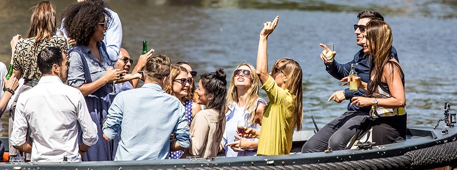 Party in Amsterdam on a open boat