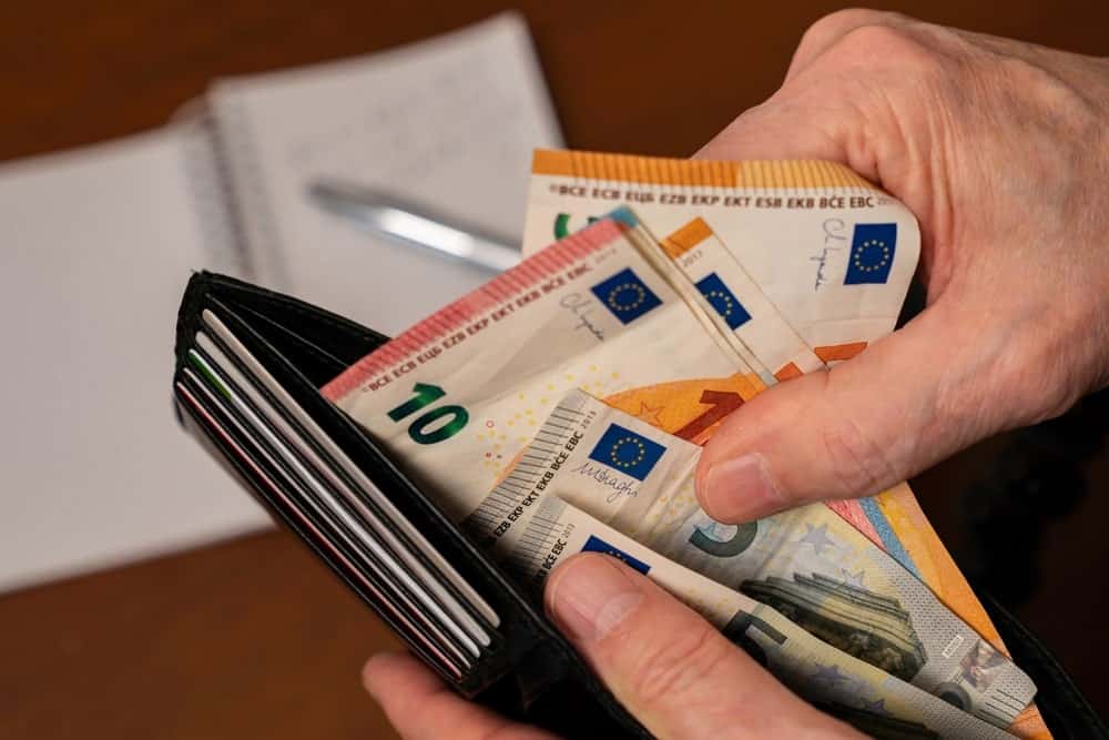 euro briefjes in portemonnee 