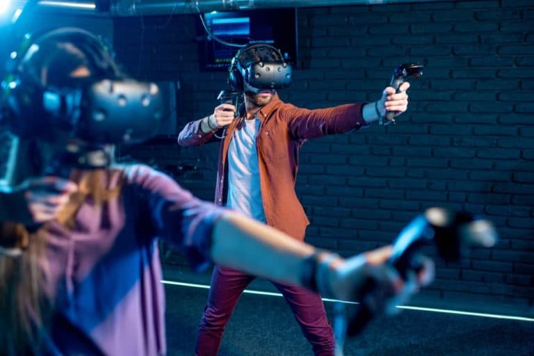 people wearing VR headsets