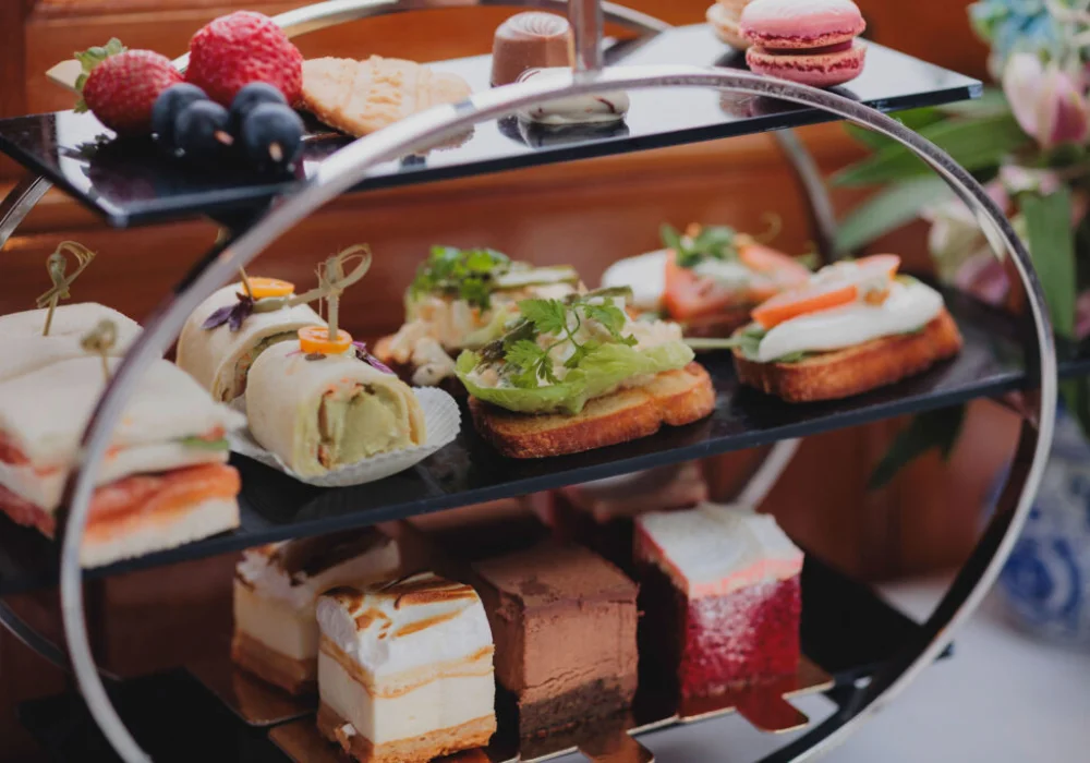 High tea on a boat in Amsterdam: canapés