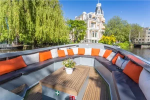 Luxury seating areas on the Vibe boat interior