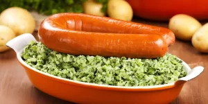 Kale stamppot with smoked sausage