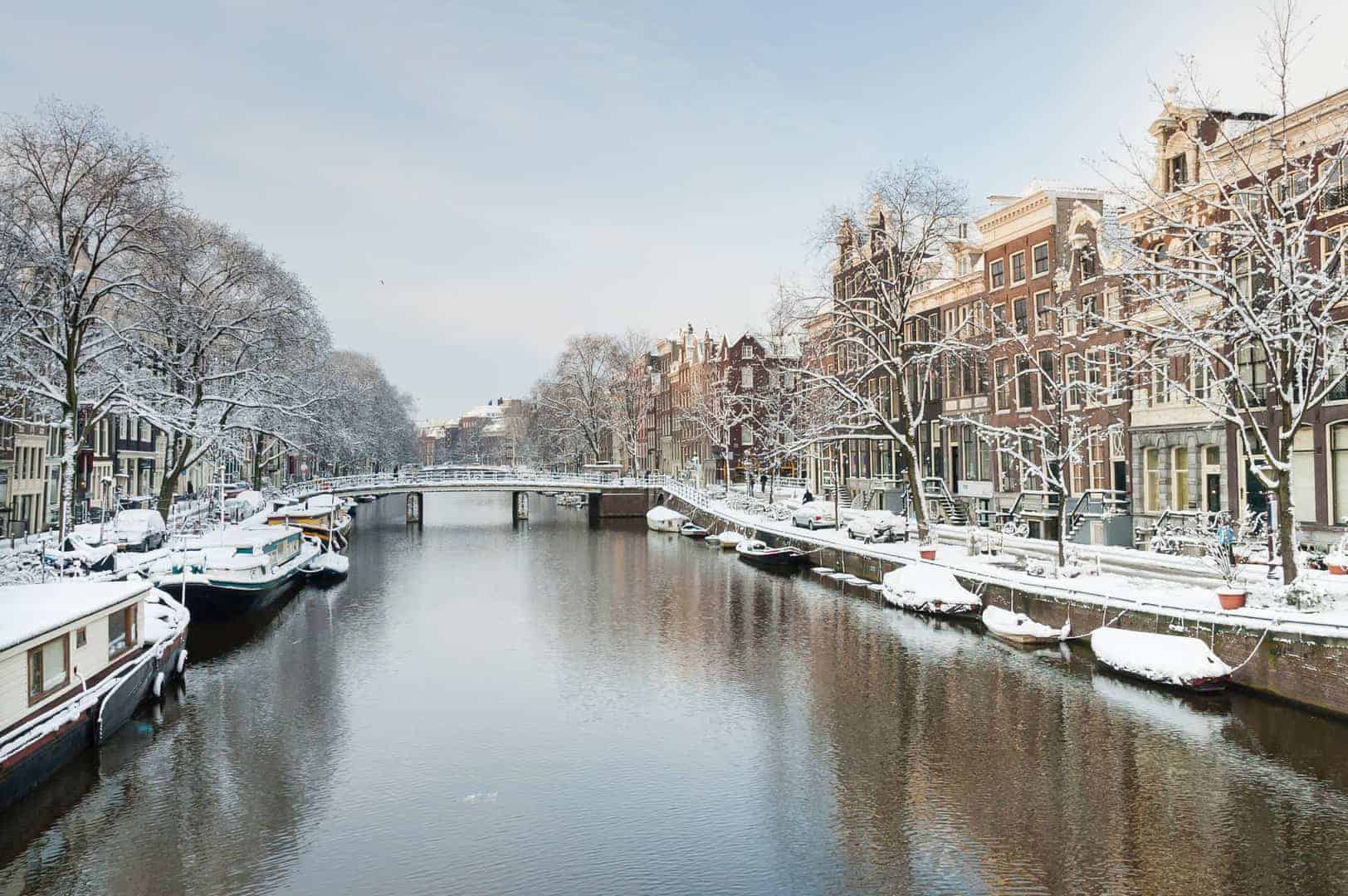 Amsterdam canal in winter