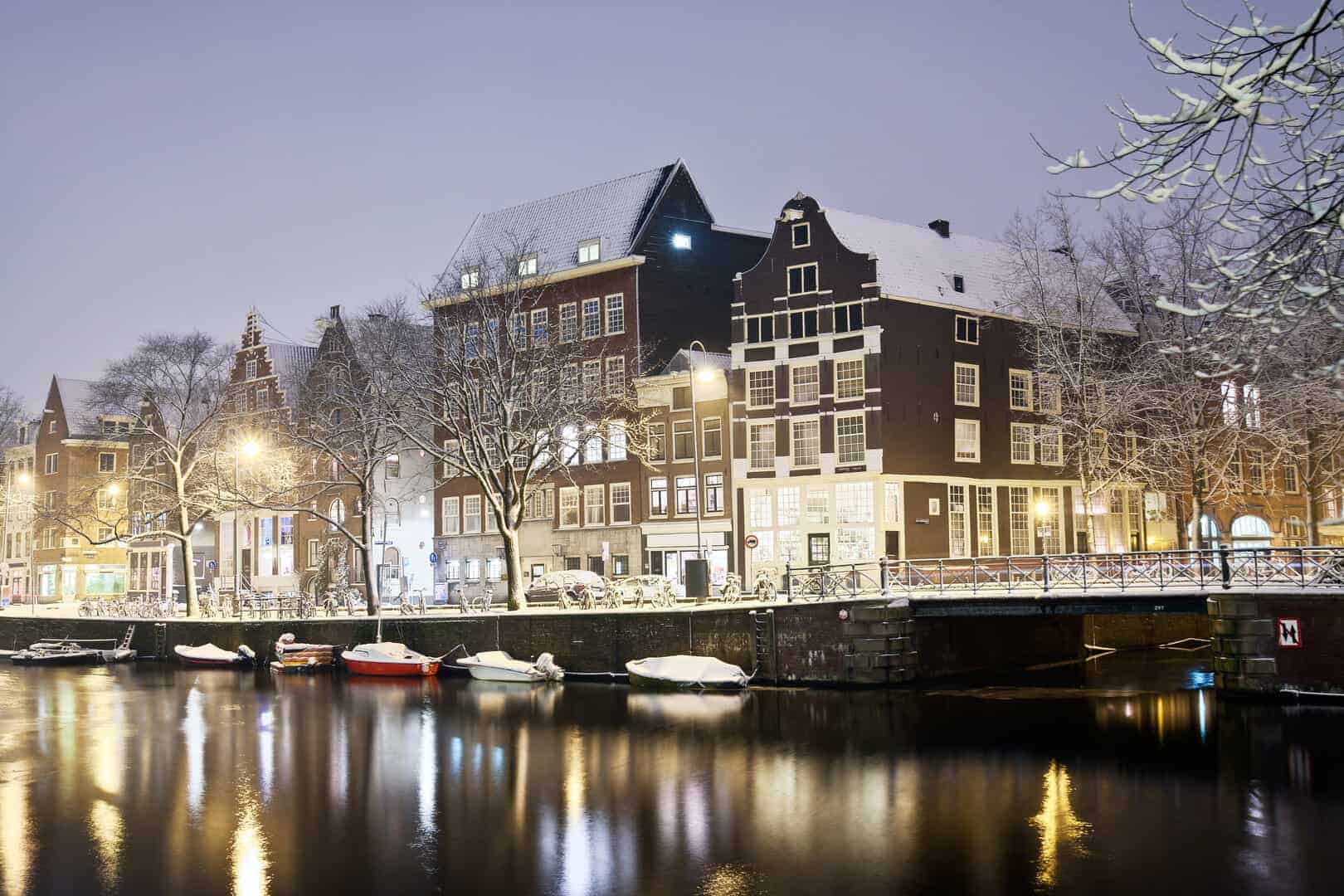 Winter canal in Amsterdam