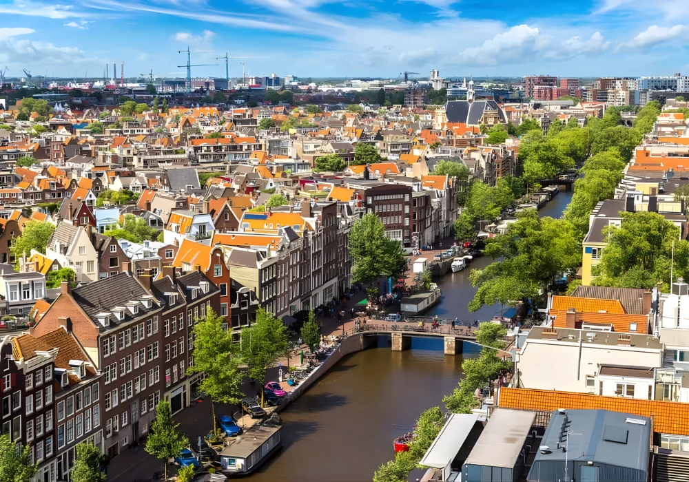 Amsterdam canals from above